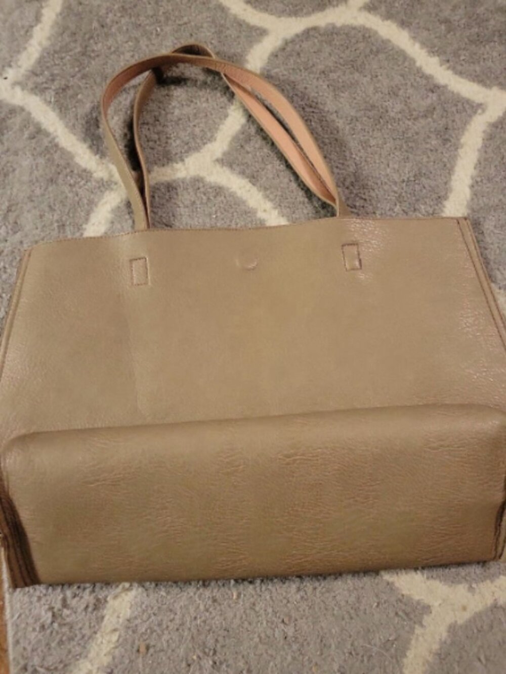 Womens tan/brown reversible tote bag purse
